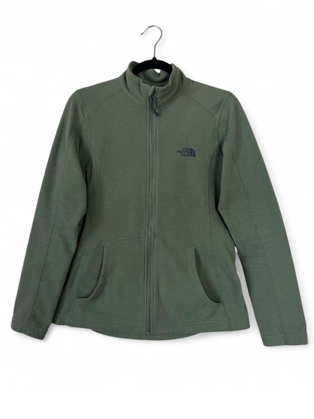 The North Face Women’s Fleece Sweater Jacket M Olive Full Zip Mock Neck Soft